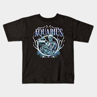 Aquarius Bootleg Retro HipHop Zodiac Sign Astrology Kids T-Shirt